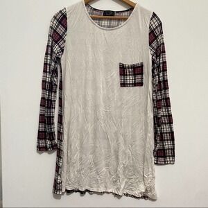 Ltx Sportswear Red White Plaid Tunic 3/4 Sleeve Top Stretch Super Soft Fall Cute